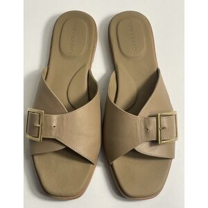 Poppy Barley Tan Leather Slide Buckle Sandals Sustainable Minimalist Size‎ 10